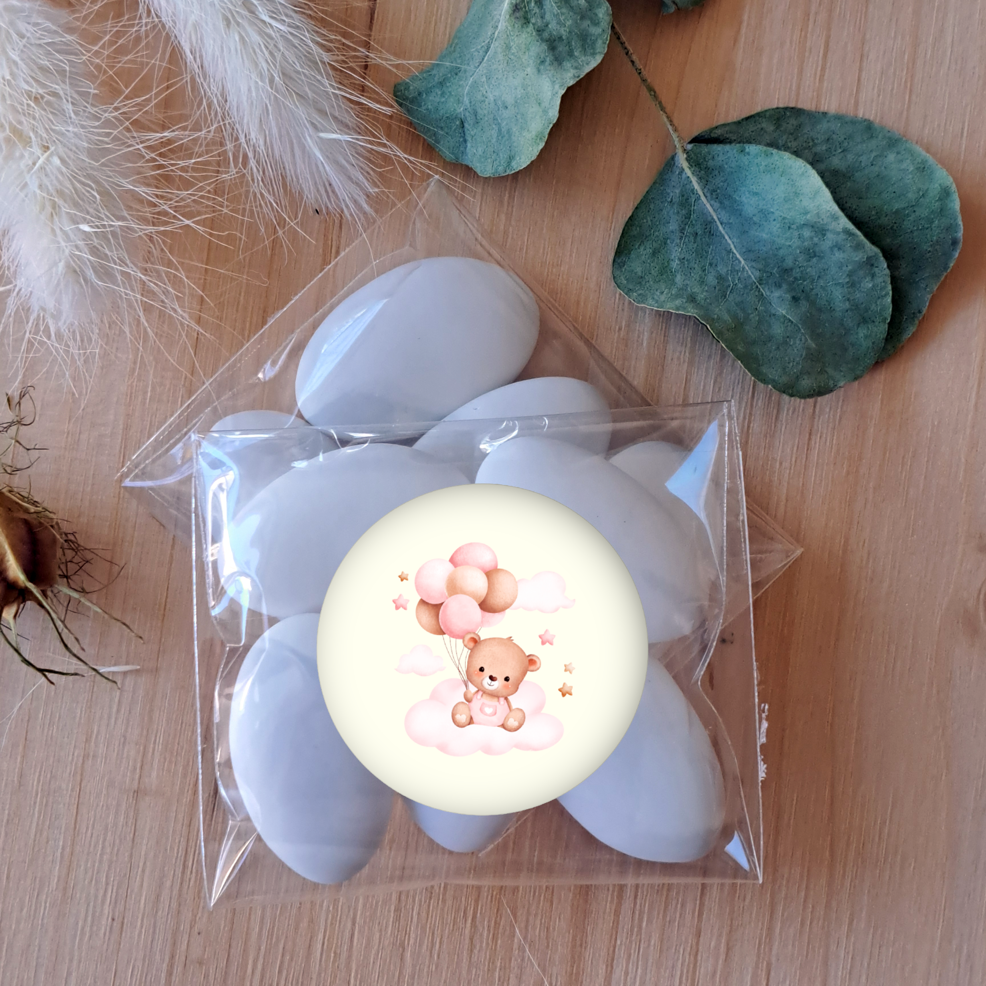 Bomboniera Candela Torta 50 g Orsetto Rosa