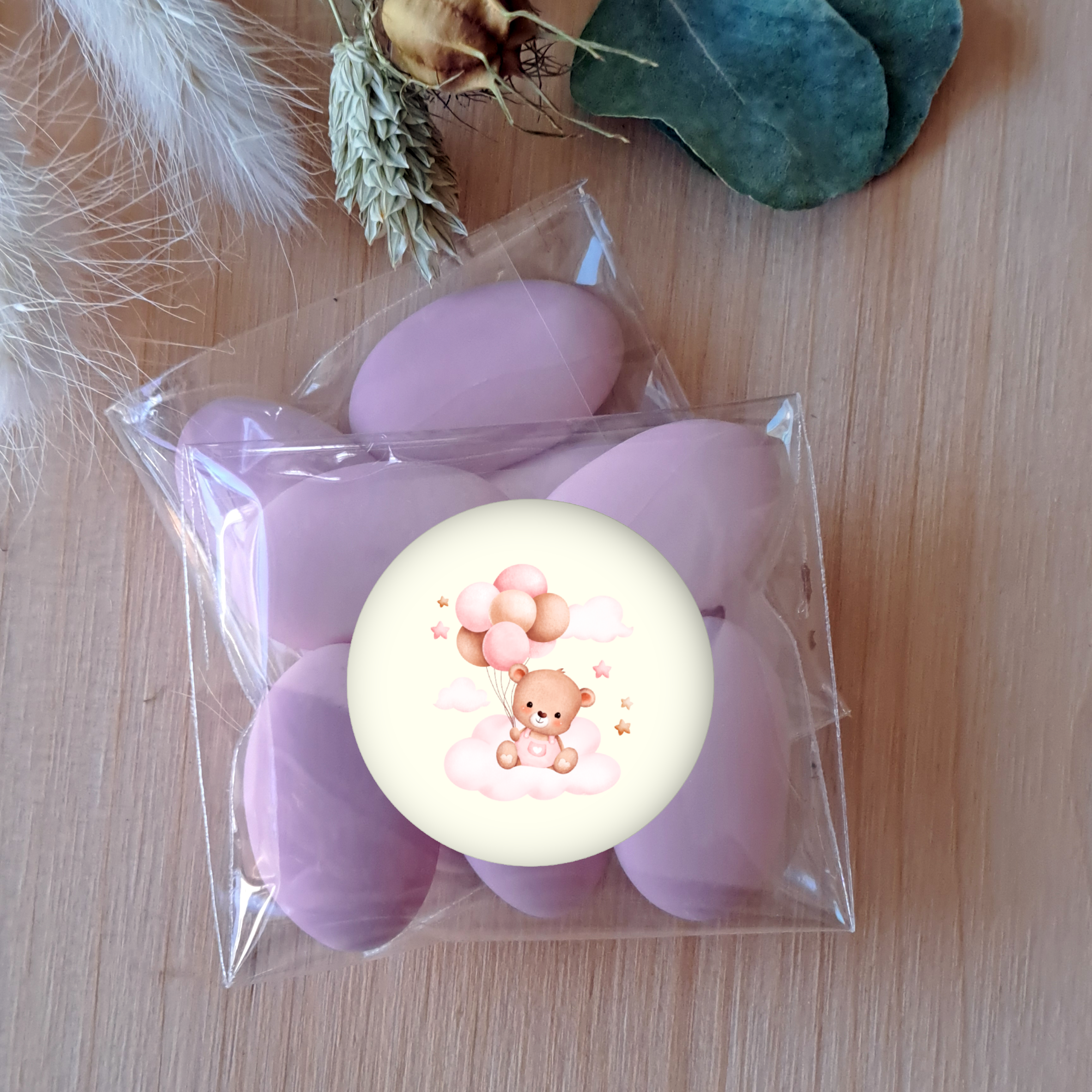 Bomboniera Candela Torta 50 g Orsetto Rosa