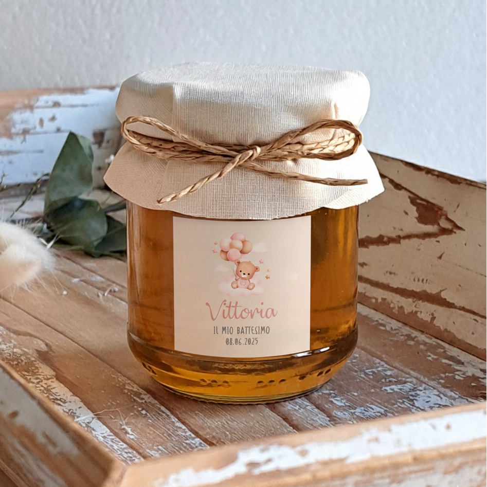 Bomboniera Miele 250 gr Orsetto Rosa