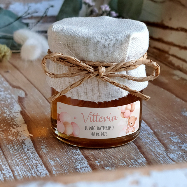 Bomboniera Miele 50 g Orsetto Rosa