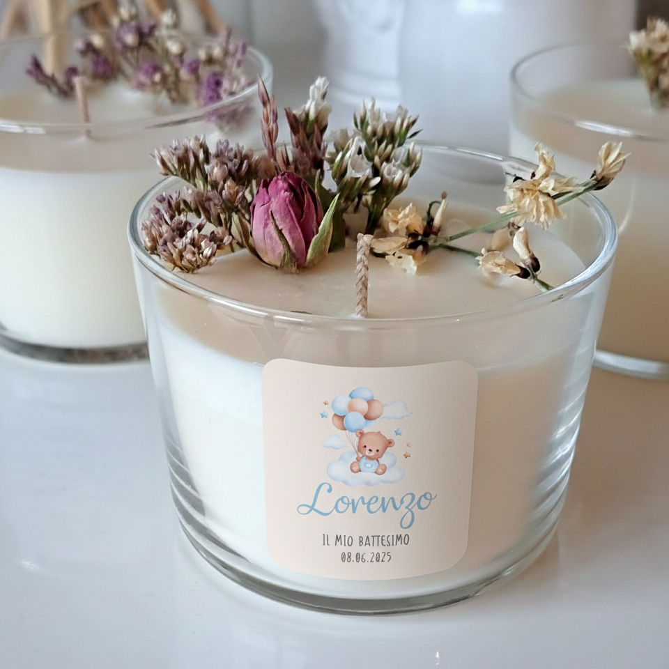 Bomboniera Candela Vetro 150 g Orsetto Azzurro