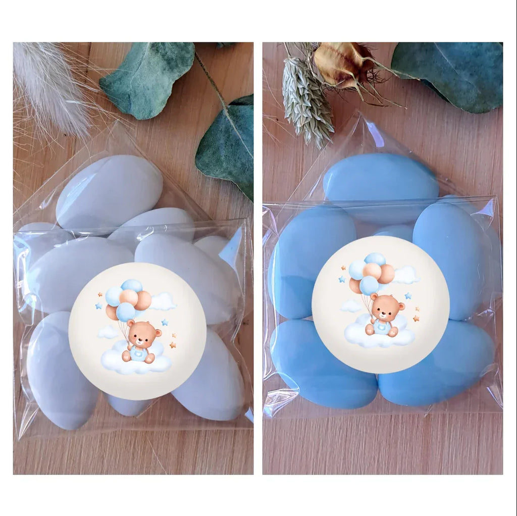 Confetti artigianali mandorla bianchi e rosa per bomboniera battesimo