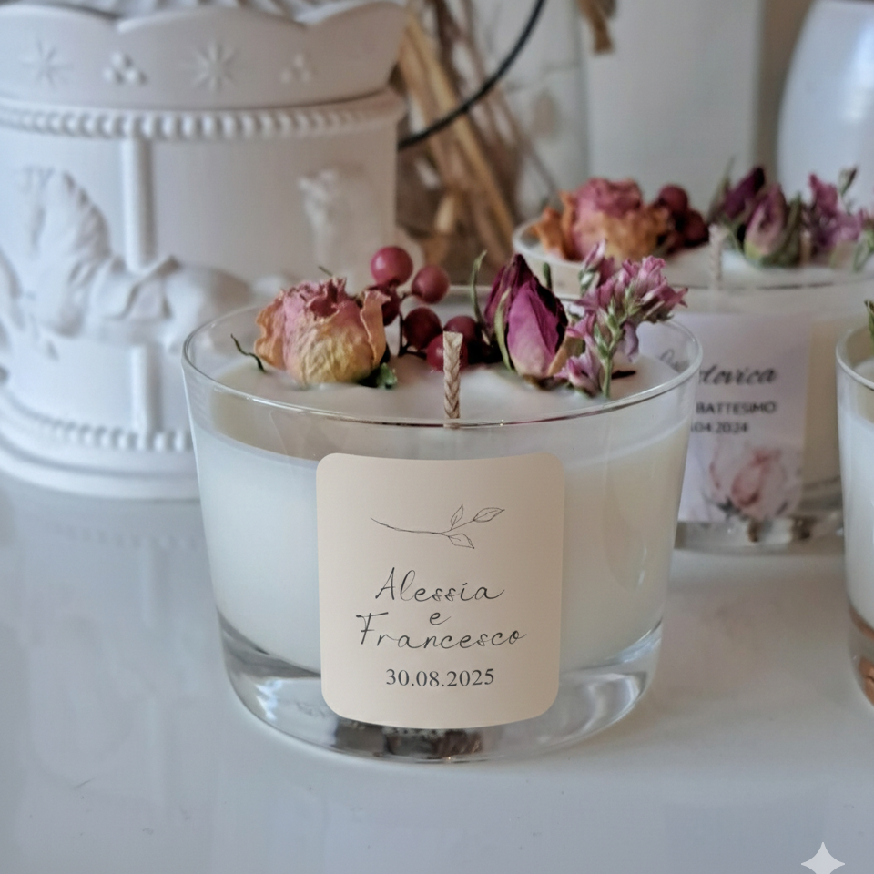 Bomboniera Candela Vetro 70 g Ramo