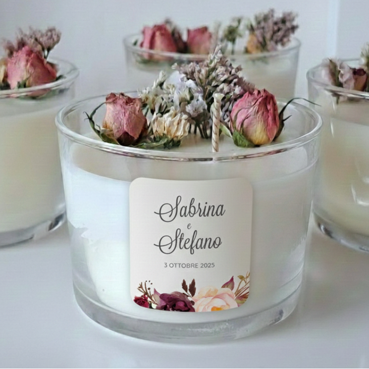 Bomboniera Candela Vetro 150 g Rose
