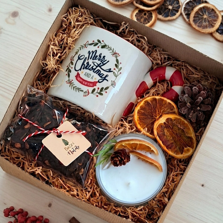 BOX CANDY CANDELA Regalo di Natale Mug Candela e Infuso