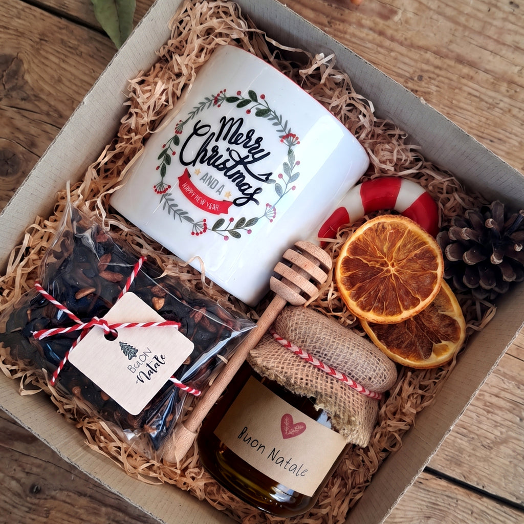 BOX DOLCE NATALE Regalo di Natale Mug Candy Cane Infuso e Miele