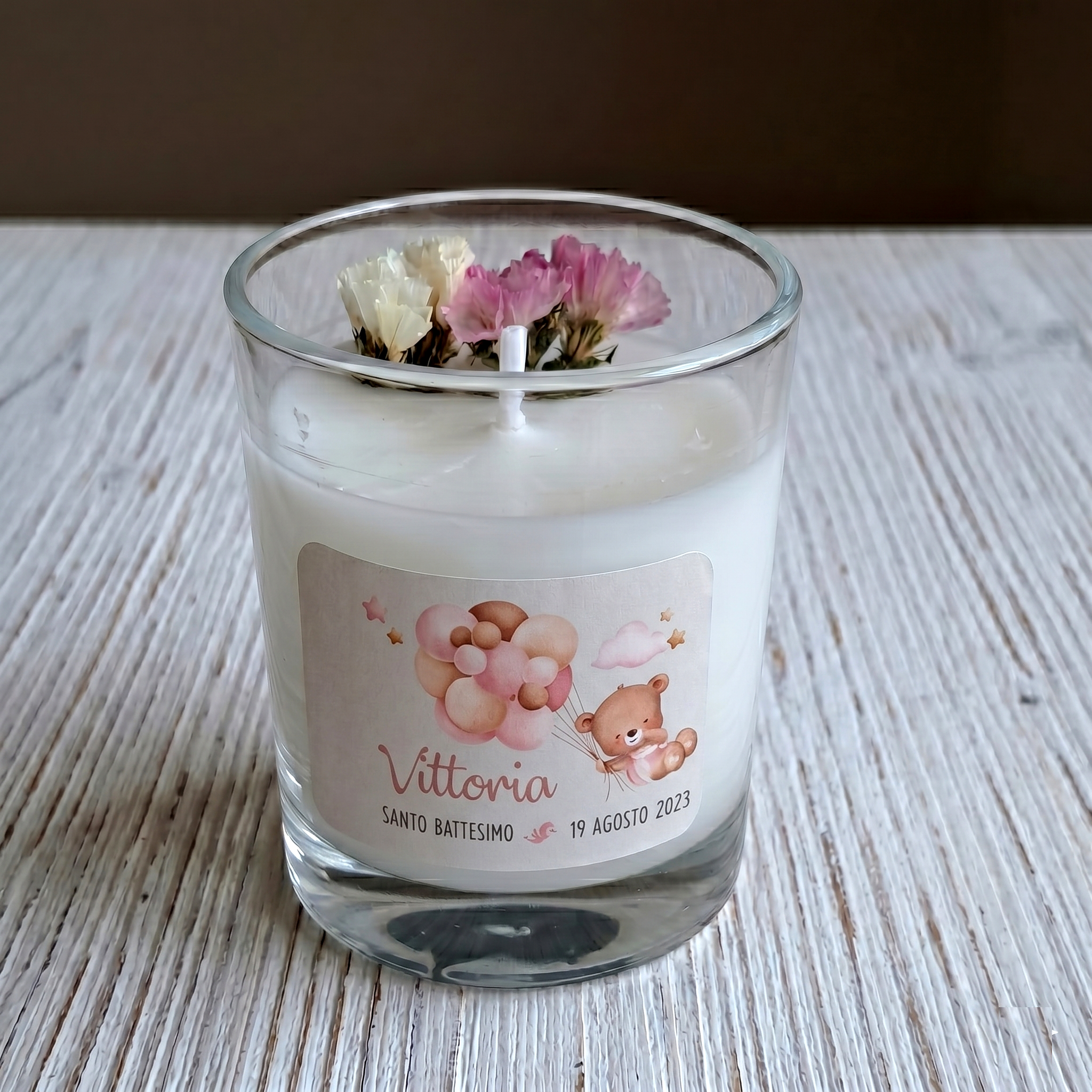 Bomboniera Candela Aromatica 70 g "Orsetto Rosa"