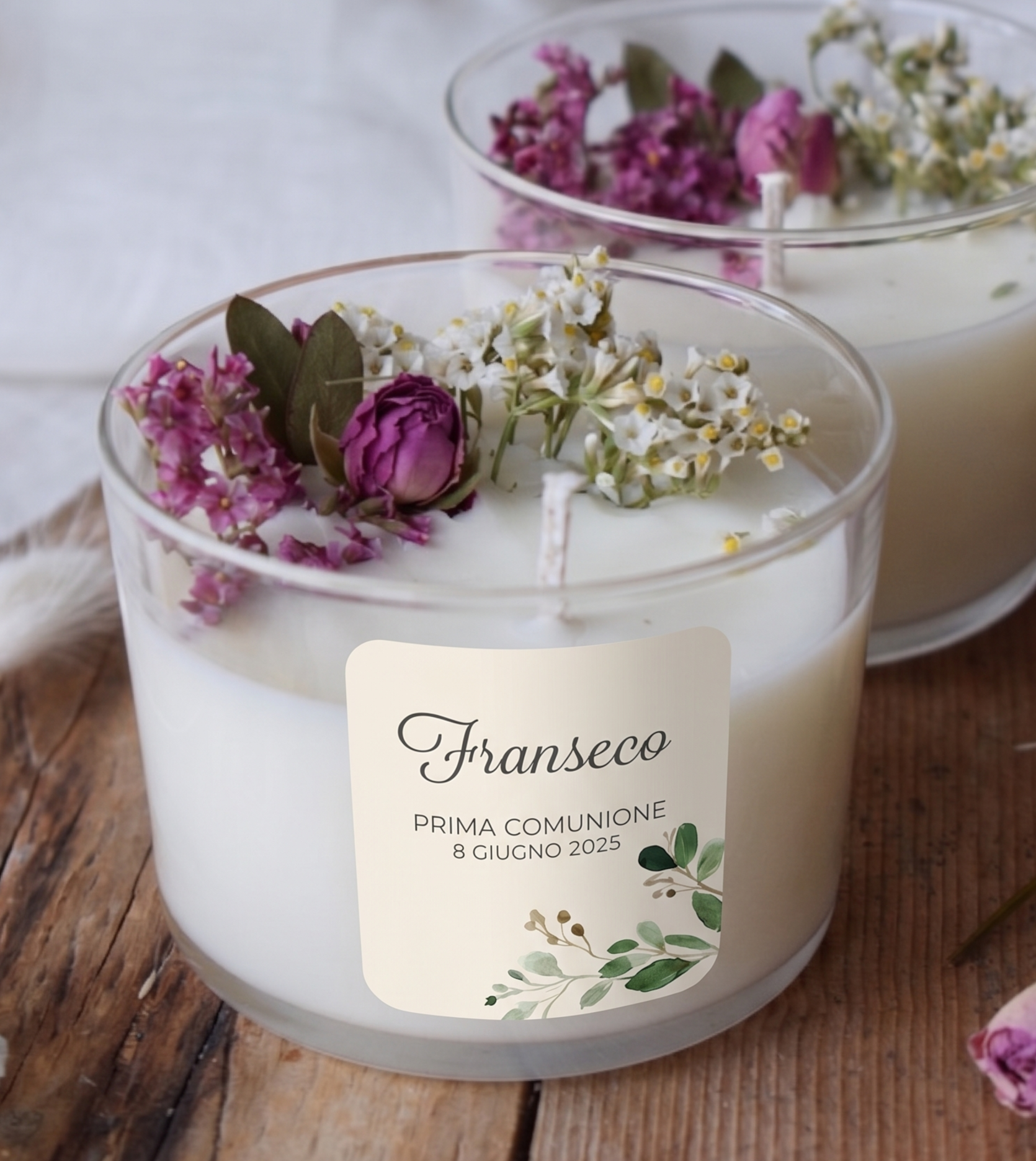 Bomboniera Candela Botanica 140 g "Rametto Verde"