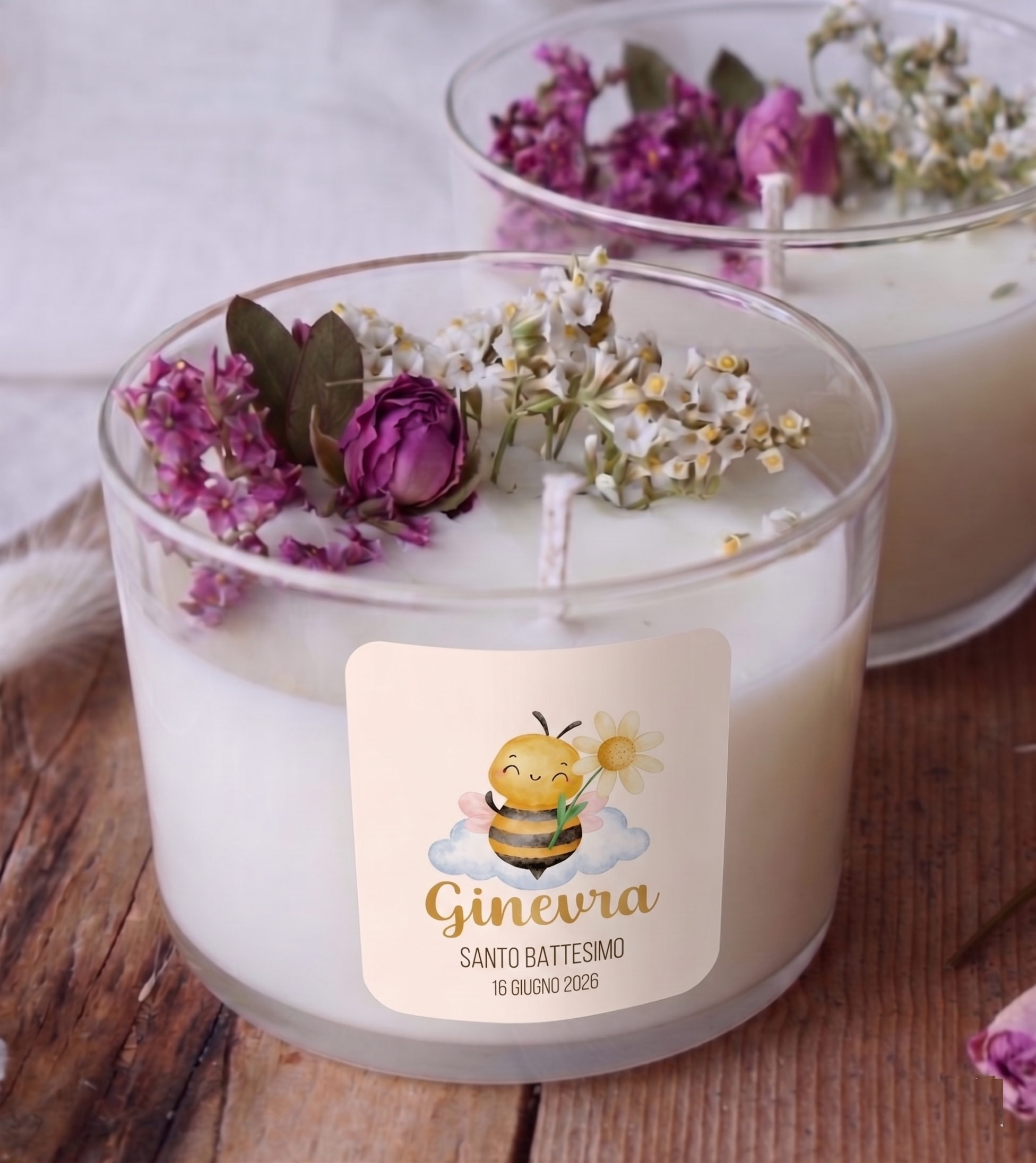 Bomboniera Candela Botanica 140 g "Ape e Fiore"