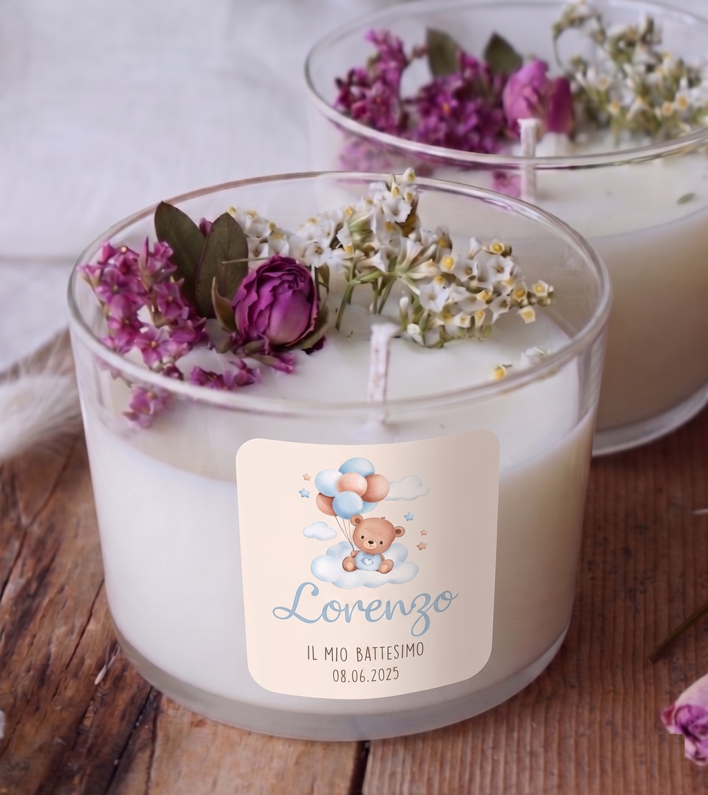 Bomboniera Candela Botanica 140 g "Orsetto Azzurro"