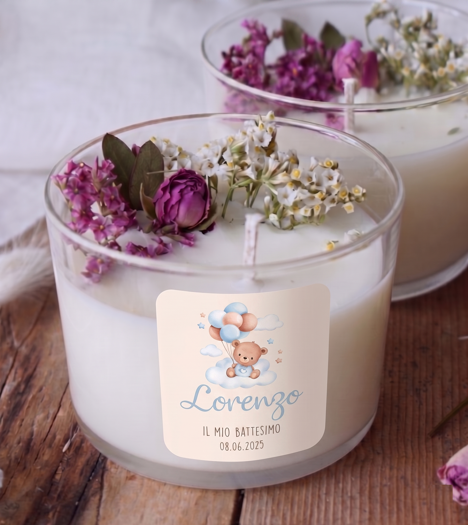 Bomboniera Candela Botanica 140 g "Orsetto Azzurro"