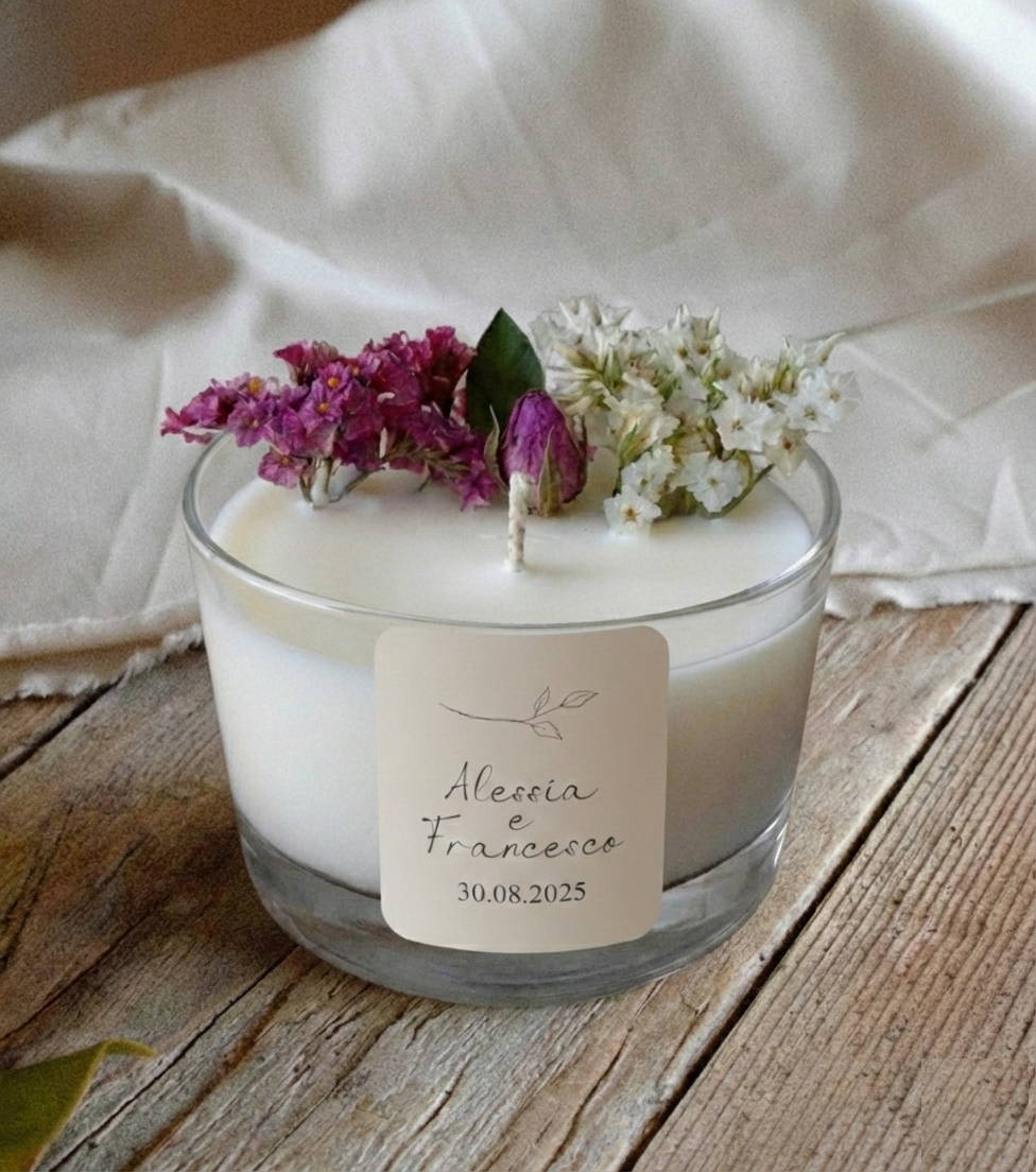 Bomboniera Candela Botanica in Vetro "Ramo" - BY IANA BOMBONIERE