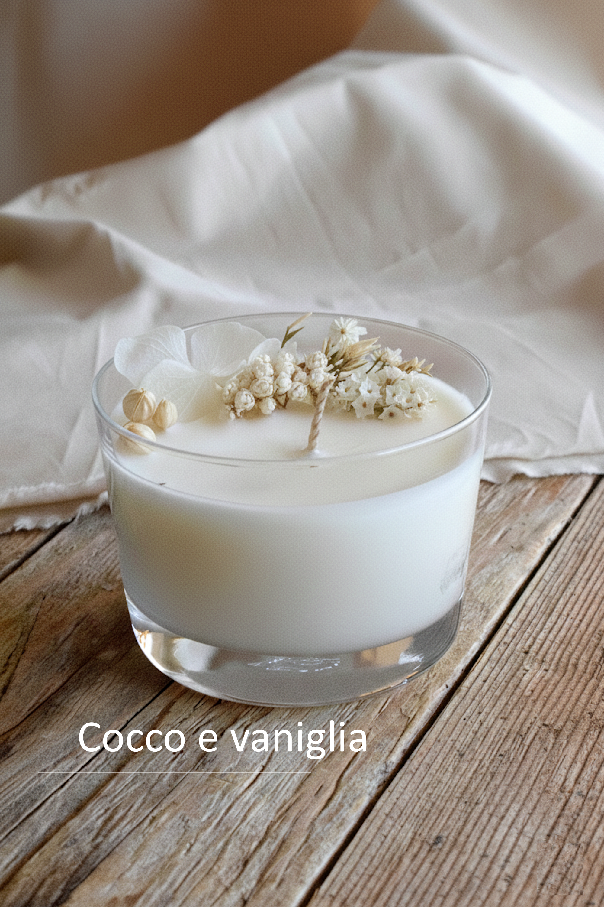 Candela profumata botanica artigianale cocco e vaniglia