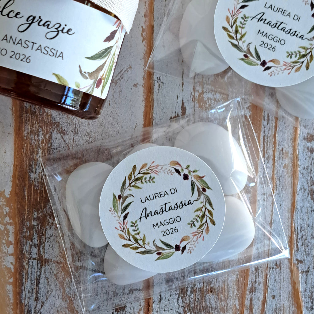 Bomboniera Laurea Miele 50 g Ghirlanda Bordeaux