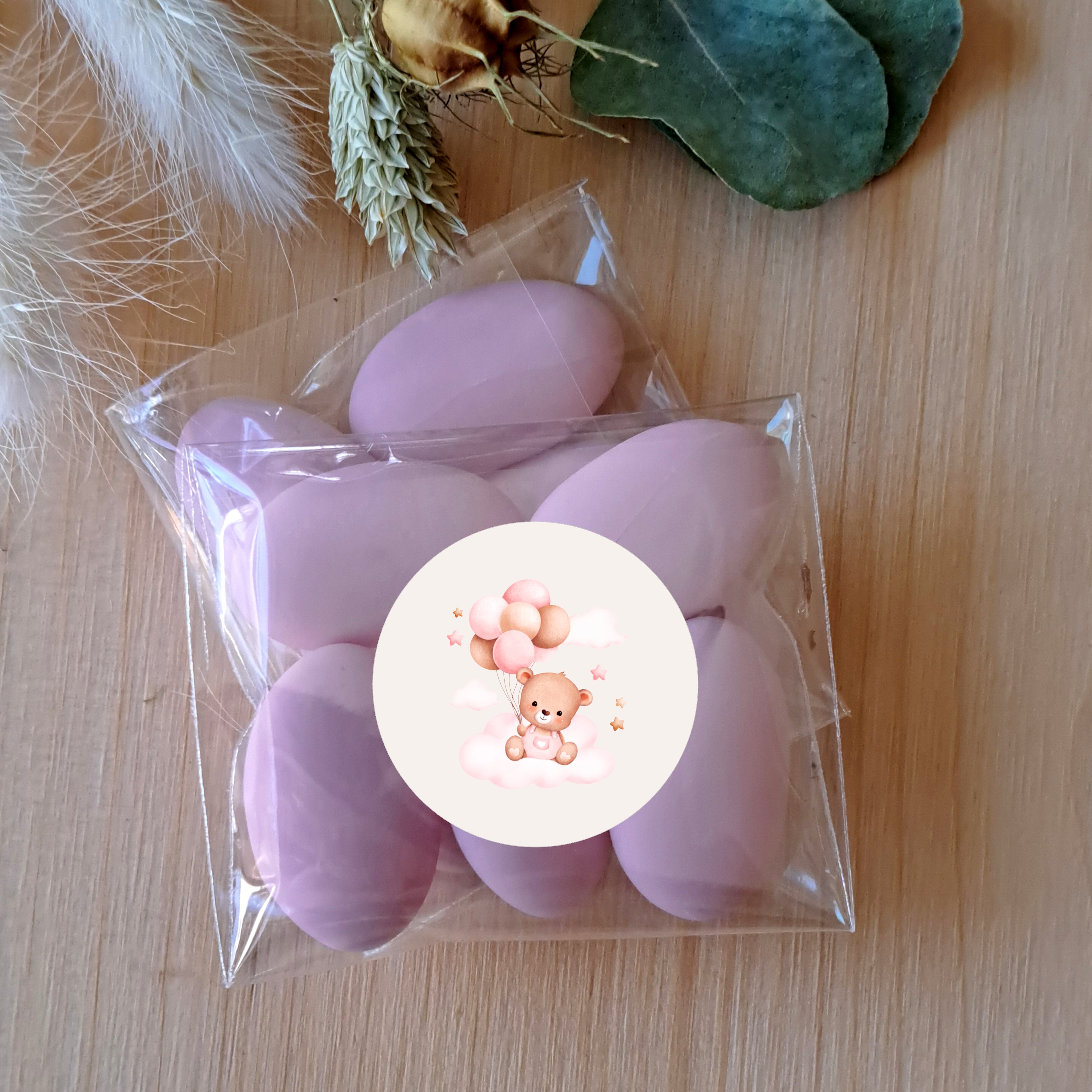 Bomboniera Miele 50 g Millefiori "Gocce di Natura" - Grafica "Orsetto Rosa"