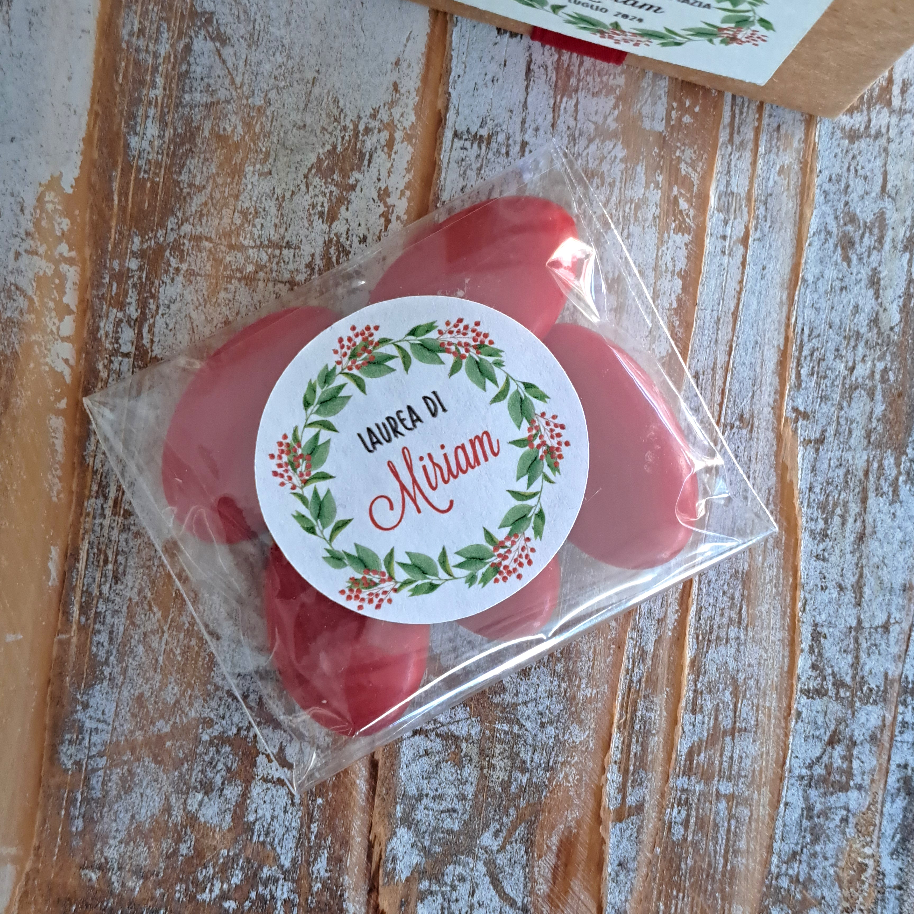Bomboniera Laurea Miele 50 g Ghirlanda Bacche Rosse