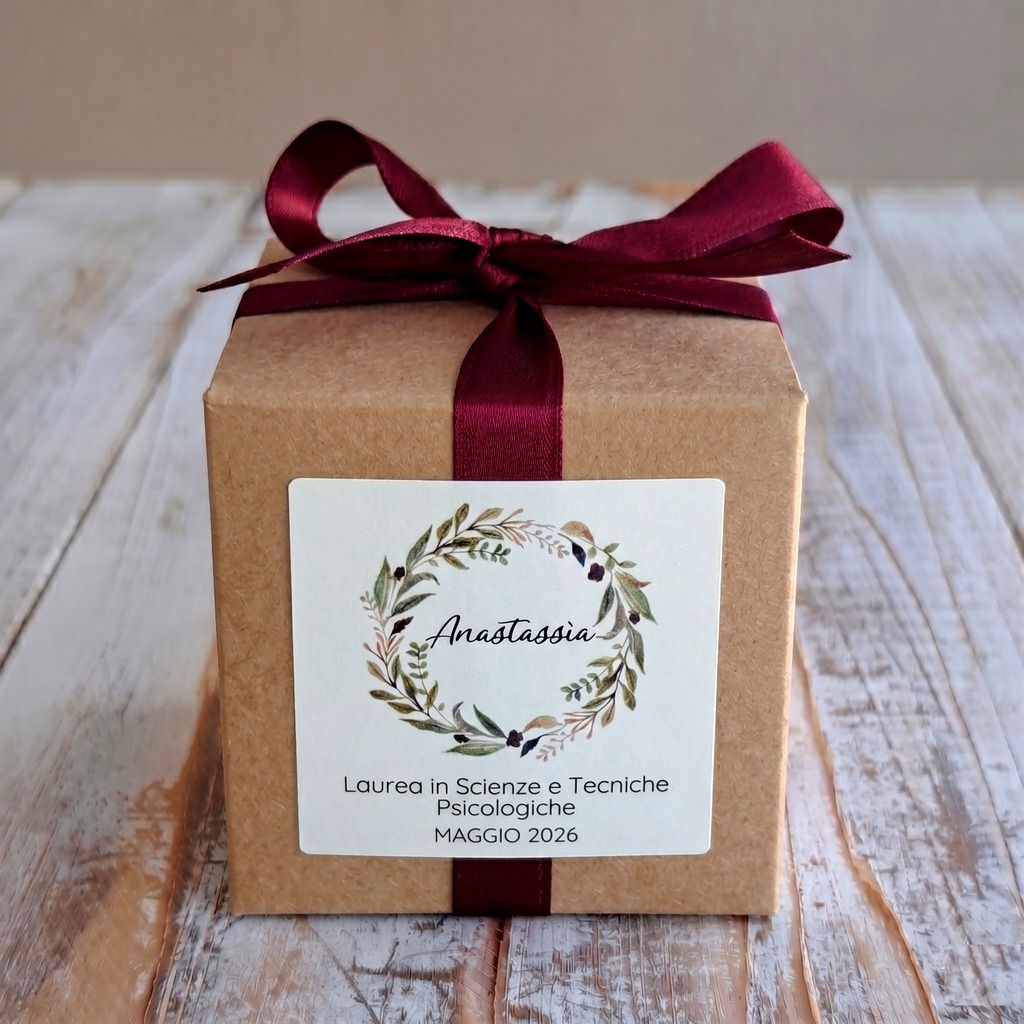 Bomboniera Laurea Miele 50 g Ghirlanda Bordeaux