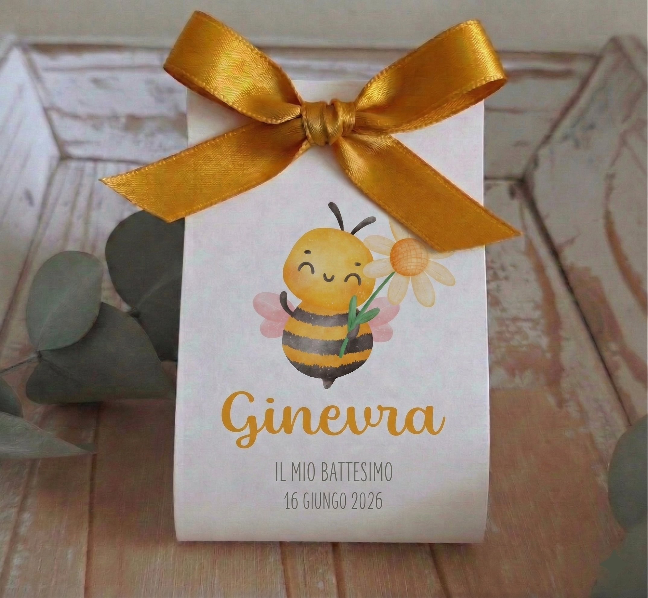 Portaconfetti Bustina in Cartoncino "Ape e Fiore