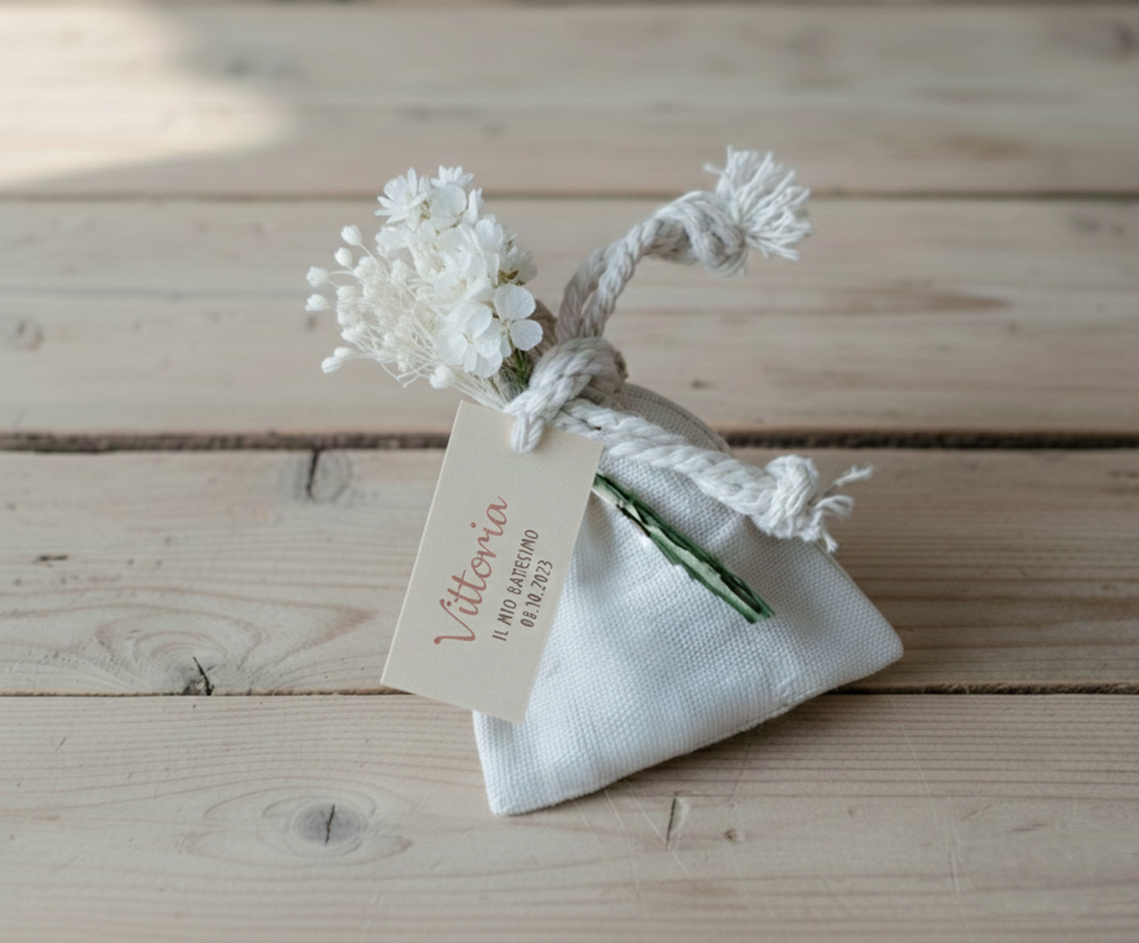 Portaconfetti Sacchettino di Stoffa Botanico