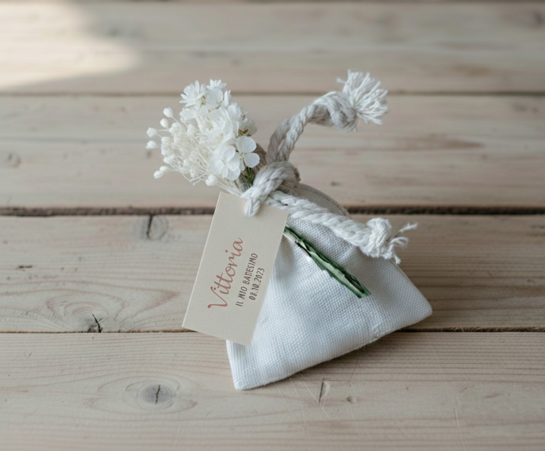 Portaconfetti Sacchettino di Stoffa Botanico