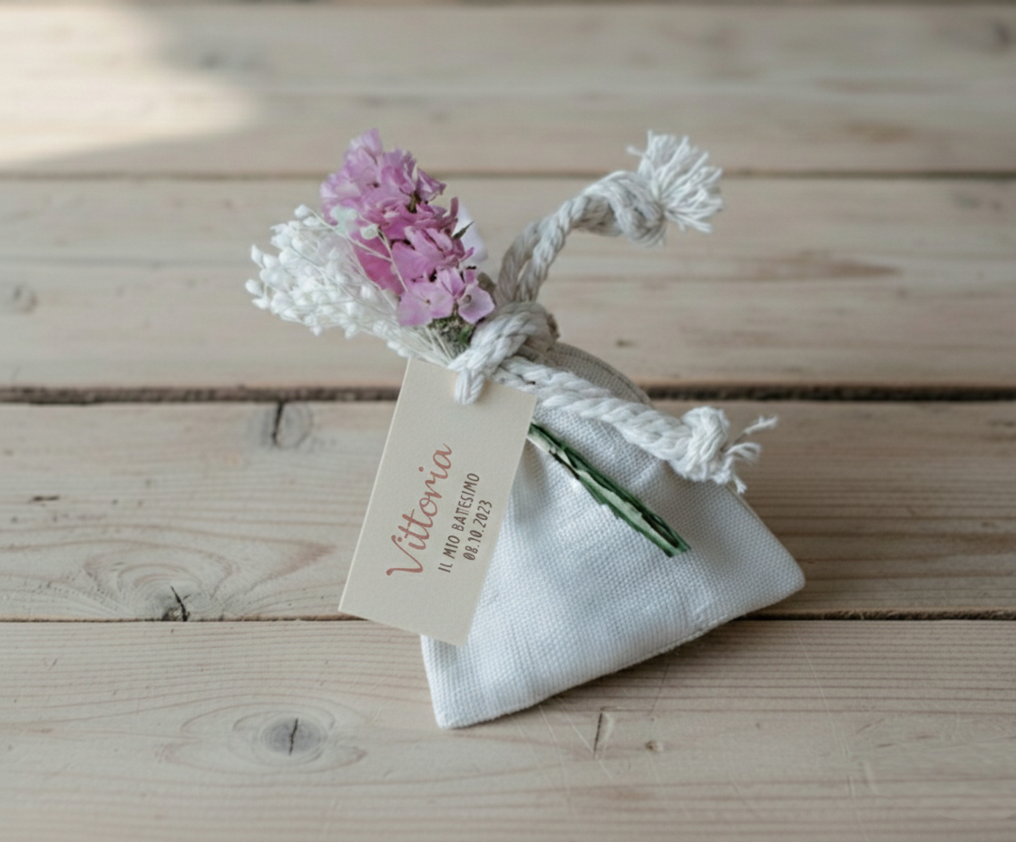 Portaconfetti Sacchettino di Stoffa Botanico