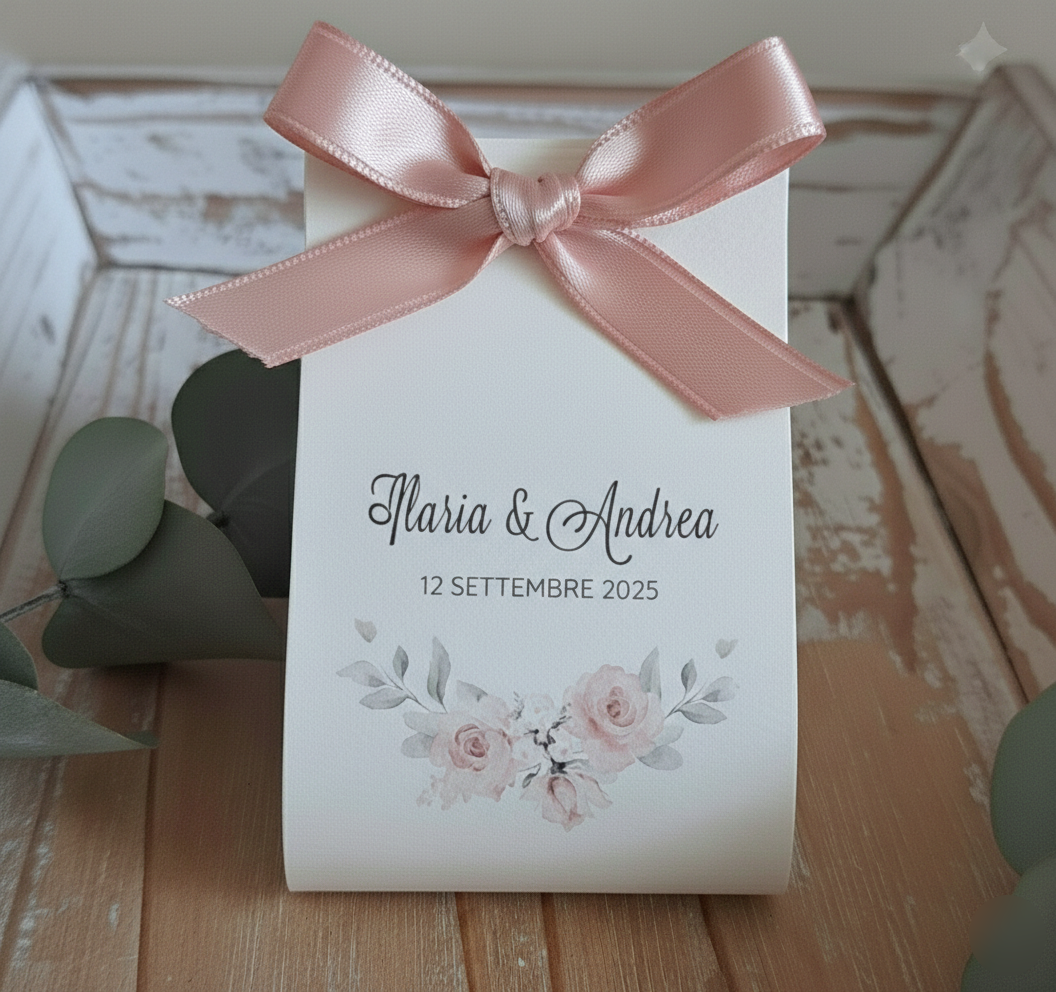 Portaconfetti Bustina in Cartoncino "Bouquet di Rose"