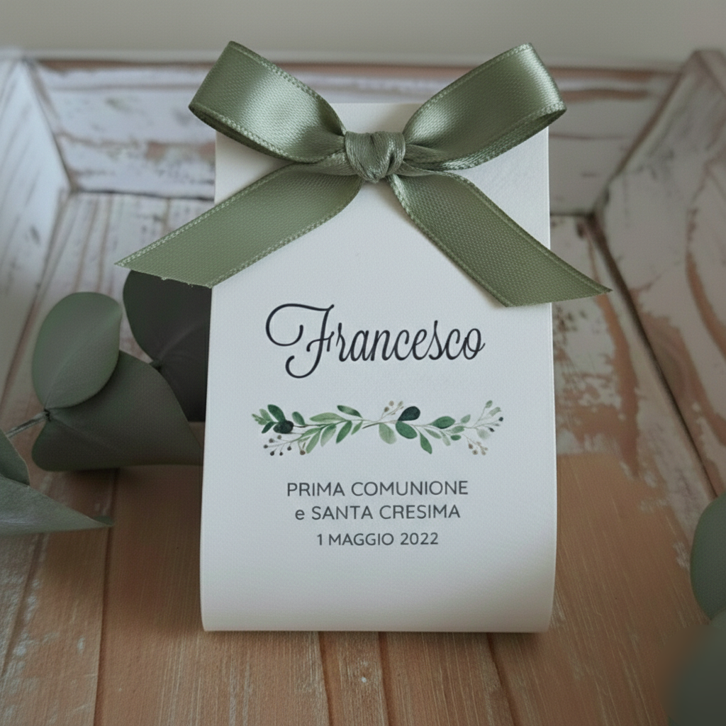 Portaconfetti Bustina in Cartoncino "Rametto Verde"