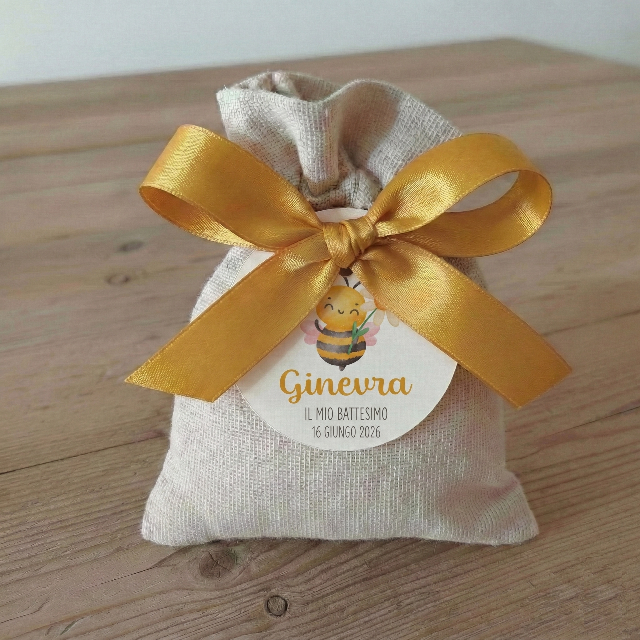 Portaconfetti Sacchetto di Stoffa "Ape e Fiore"