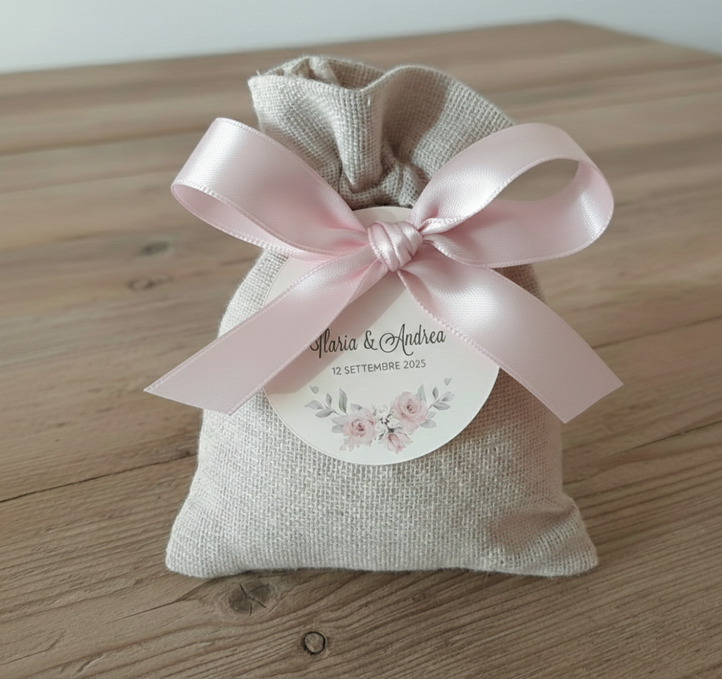 Portaconfetti Sacchetto di Stoffa "Bouquet di Rose"