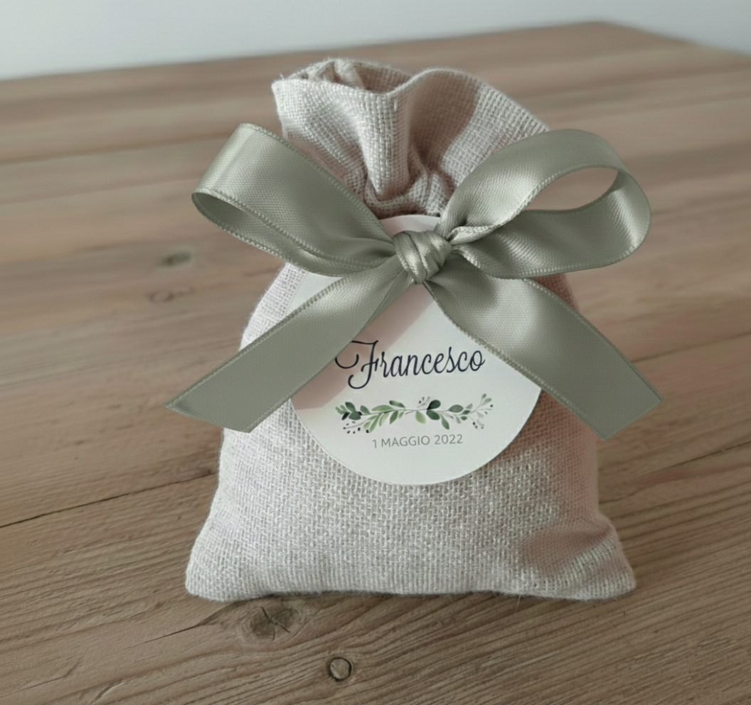 Portaconfetti Sacchetto di Stoffa "Rametto Verde"