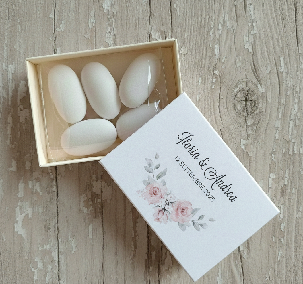 Portaconfetti Scatolina a Fiammifero "Bouquet di Rose"