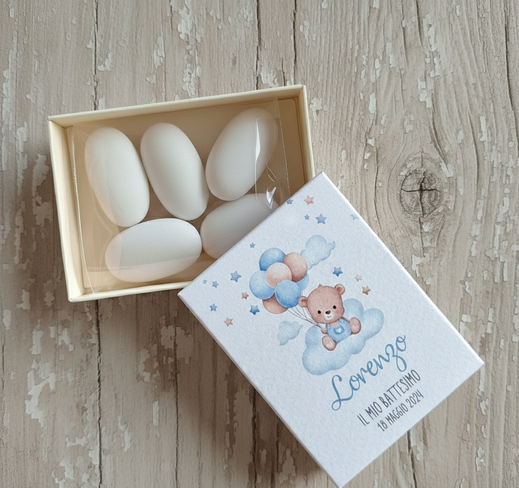 Portaconfetti Scatolina a Fiammifero "Orsetto Azzurro"