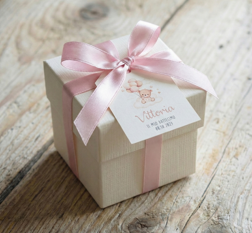 Portaconfetti Scatolina "Orsetto Rosa"