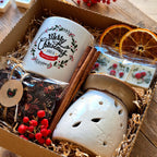 BOX PAUSA SPEZIATA Regalo di Natale Brucia Essenze con Cialde Mug Candy e Infuso