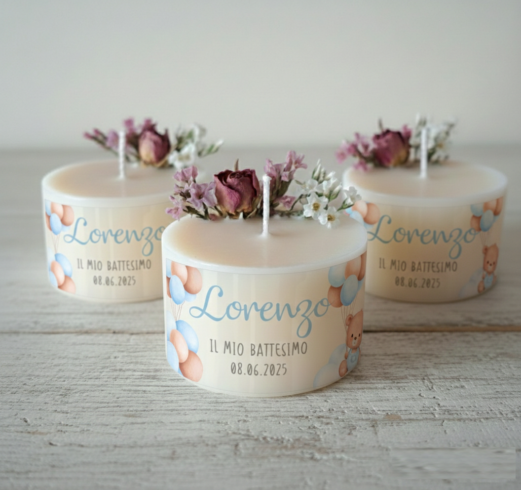 Bomboniera Candela Botanica Torta "Orsetto Azzurro" - BY IANA BOMBONIERE