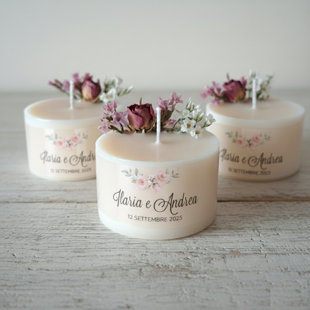 Bomboniera Candela Botanica Torta "Bouquet di Rose" - BY IANA BOMBONIERE