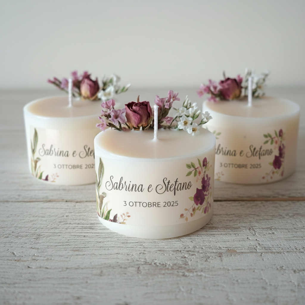 Bomboniera Candela Botanica Torta "Rose" - BY IANA BOMBONIERE