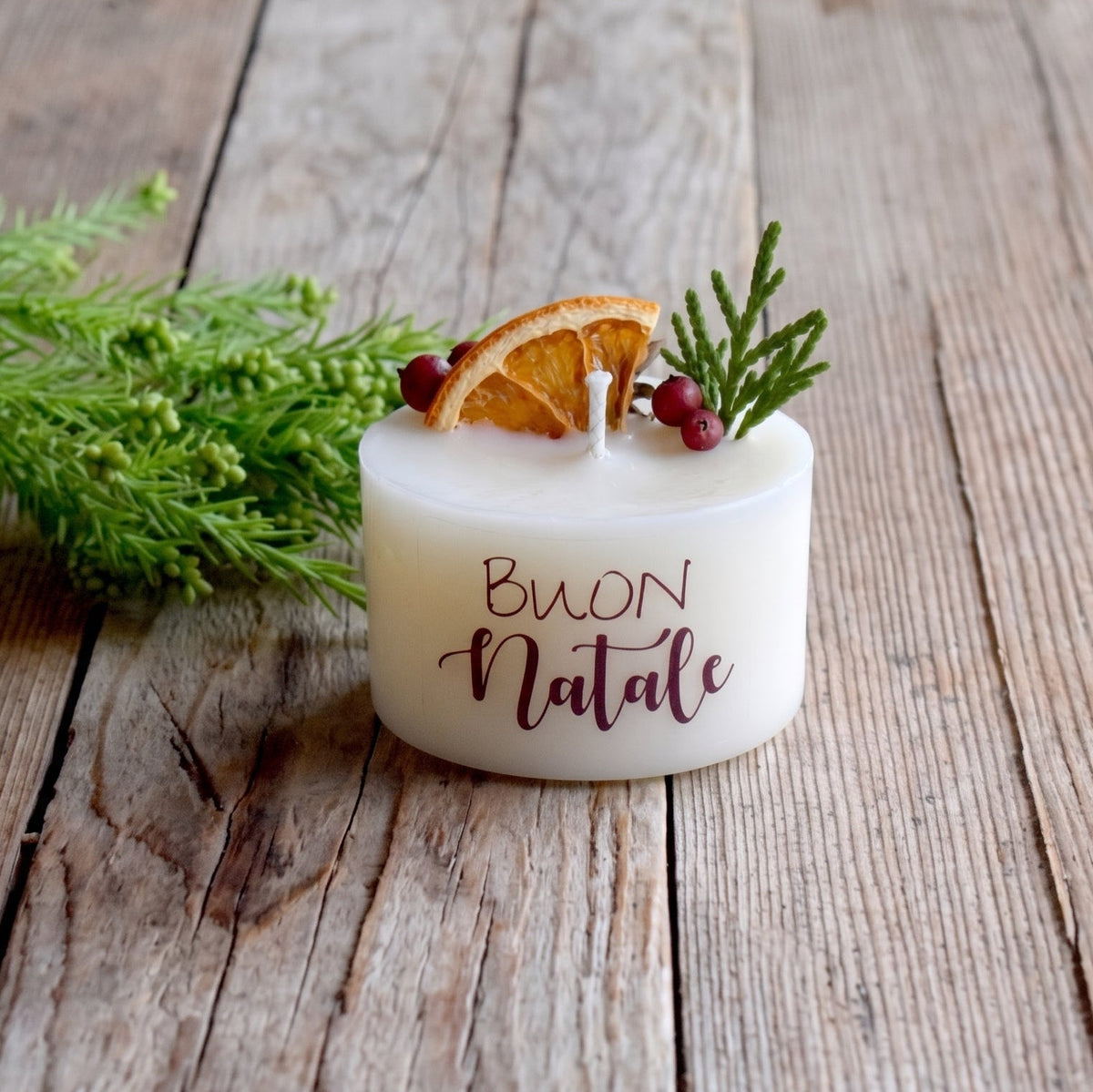Candela Botanica Abete e Mandarino 50 gr Regalo di Natale