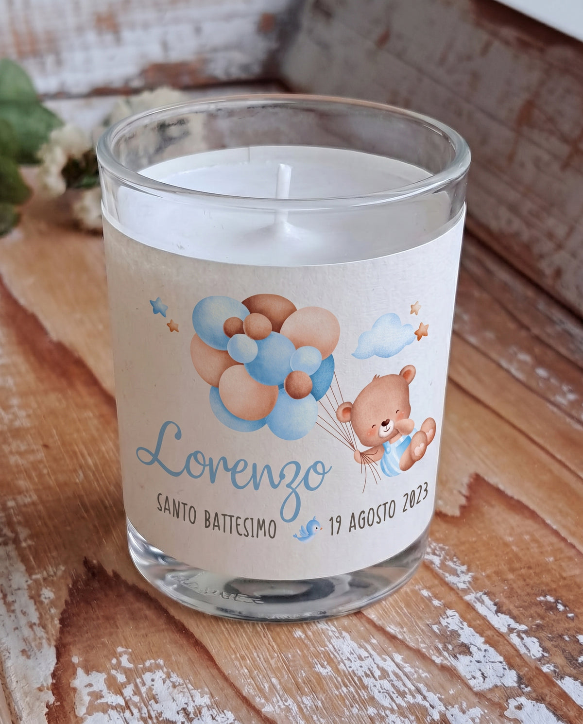 Bomboniera Candela Profumata 70 g "Orsetto Azzurro"